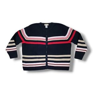 Vintage Heirloom Collectibles Striped Button Up Cardigan Sweater Women's L